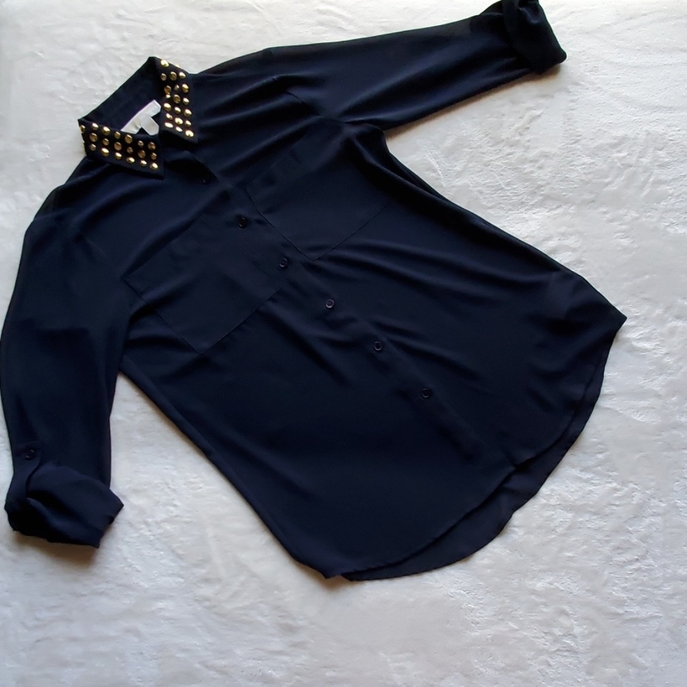 Michael kors navy blue see through shirt